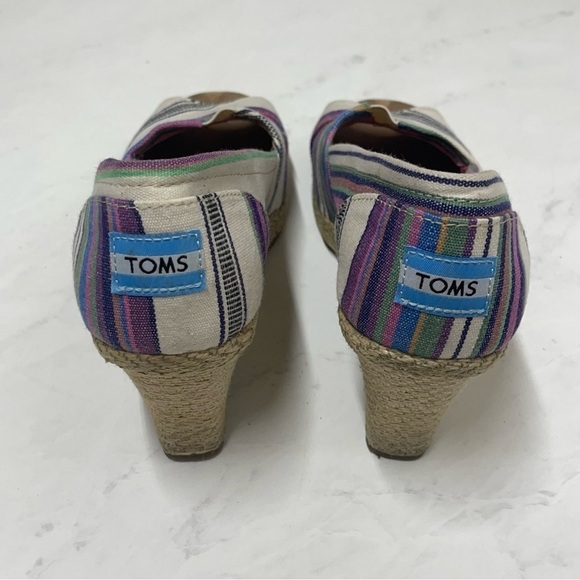 Toms Womens Espadrille Peep Toe Wedges Size 7.5 - Picture 6 of 7